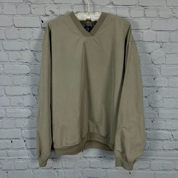 Mg‎ Golf Mens V-Neck Pullover Windshirt, Size Small, Sand Color - Picture 1 of 6